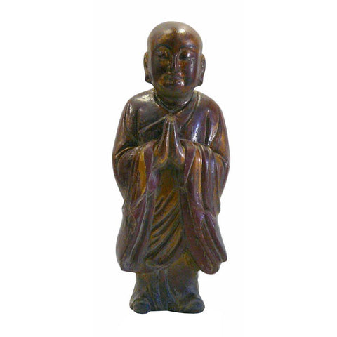 wood monk statue