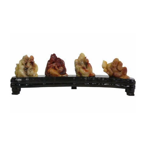 Chinese ShouShan Stone Four Old Men Display Figure