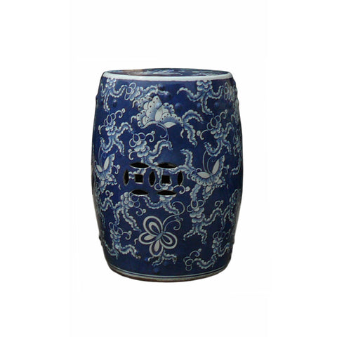 Chinese Blue & White Porcelain Round Butterflies Stool cs984-2S