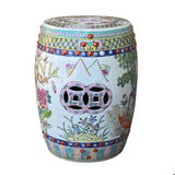 Vintage Oriental Famille Rose Mixed Color Porcelain Round Stool Ottoman cs7386S