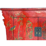 Chinese Vintage Red Golden Flower Birds Scenery Armories  Storage Cabinet cs6035S