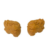 Chinese Pair Wood Carved Mini Mythical Pixiu FengShui Figures ws2383S