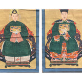 Pair Chinese Canvas Color Ink Royal Lady Gentleman Ancestor Paint Art ws2126S