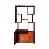 Chinese Light Brown Stain Treasure Display Curio Cabinet Room Divider cs7156S