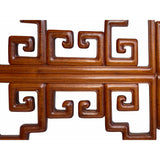 Chinese Brown Stain Geometric Pattern Wood Wall Art Twin Headboard cs7044S