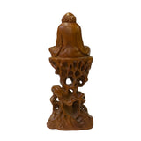 Chinese Brown Zen Master Damo Deity Meditation Wood Statue ws2160S