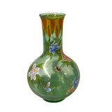 Chinese Light Green Color Flower Birds Graphic Peking Glass Vase ws1879S