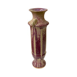 Handmade Decorative Ceramic Vase - Narrow Tall Distressed Plum Purple and Tan with Elephant Head Accents ws1505S