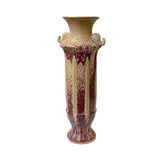 Handmade Decorative Ceramic Vase - Narrow Tall Distressed Plum Purple and Tan with Elephant Head Accents ws1505S