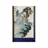 Chinese Black White Ink Lion Theme Scroll Painting Original Wall Art ws1888S