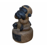 Black Gray Brown Two Colors Stone Monkey Ape Speak No Evil Figure cs7113S