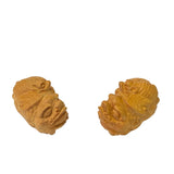 Chinese Pair Wood Carved Mini Mythical Pixiu FengShui Figures ws2383S