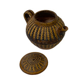 Chinese Ware Brown Woven Pattern Ceramic Jar Vase Display Art ws2666S