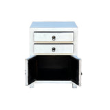 Chinese Distressed Off White 2 Drawers End Table Nightstand cs7446S