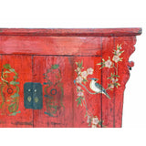 Chinese Vintage Red Golden Flower Birds Scenery Armories  Storage Cabinet cs6035S