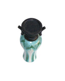 Green Blue White Glaze Ceramic Black Handle Candle Holder Display f170S