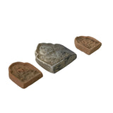 Set of 3 Small Chinese Oriental Clay Buddhas Theme Plaque Display ws2404S