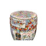 Vintage Oriental Famille Rose Mixed Color Porcelain Round Stool Ottoman cs7260S