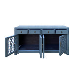 Asian Gray Shutter Doors Hardware Sideboard Credenza Console Cabinet cs7519S