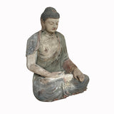 Chinese Rustic Wood Sitting Gautama Amitabha Buddha Statue ws2710S