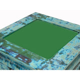 Vintage Chinese Turquoise Green Ru Yi Clay Large Square Garden Table cs7281S