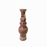 Handmade Ceramic Vase Decorative Narrow Tall Distressed Plum Purple Tan Mix Color Elephant Head Accents Decor ws1509S
