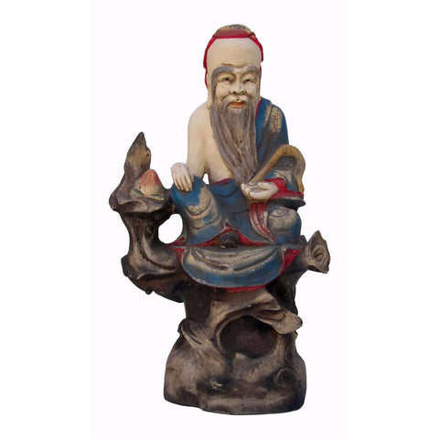 Camphor Wood Immortal of Longevity Statue