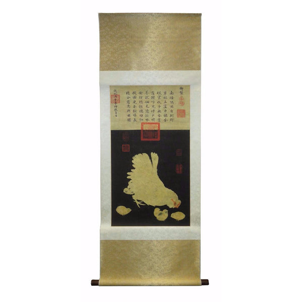 Museum Printed Version Chinese Master Art Works Hen & Chicken Motif Scroll JZ183S Museum Printed Version Chinese Master Art Works Hen & Chicken Motif Scroll JZ183S