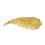 Carved Chinese Natural Yellow Jade Pixie On Leaf Pendant k153NS