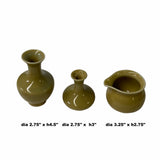 3 x Chinese Clay Ceramic Khaki Color Wu Ware Small Vase Set ws1523S