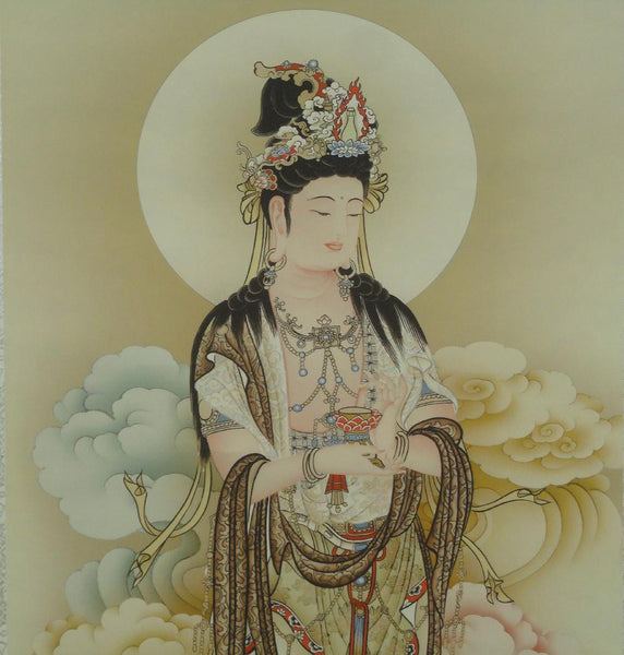 Chinese Hand Painted Lotus Kwan Yin Motif Scroll Painting JZ190S Chinese Hand Painted Lotus Kwan Yin Motif Scroll Painting JZ190S