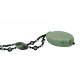 White Green Oval Jade Necklace