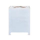 Chinese Off White Vinyl Moon Face Flower  End Table Nightstand cs7130S