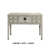 Oriental Rustic Cream White Lacquer Drawers Slim Foyer Side Table cs6170S