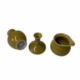 3 x Chinese Clay Ceramic Khaki Color Wu Ware Small Vase Set ws1523S