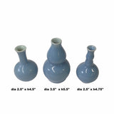 3 x Chinese Clay Ceramic Pastel Blue Color Wu Small Vase Set ws1530S