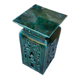 Ceramic Clay Green Square Tall Pedestal Table Bats Dragons Stand cs6996S