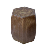 Chinese Hexagon Bamboo Theme Brown Ceramic Clay Garden Stool cs6962S