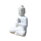 Asian Hand Craved Indoor Outdoor White Stone Lotus Sitting Meditate Buddha Figure cs5291S