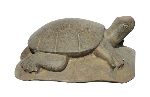 Gray Brown Color Stone Turtle Lotus Zen Garden Figure mh165S