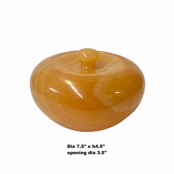 Orange Yellow Brown Jade Color Stone Carved Bowl Shape Display ws1657S