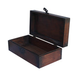 Chinese Brown Dimensional Relief Flower Motif Rectangular Storage Box Chest ws1050