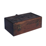 Chinese Brown Dimensional Relief Flower Motif Rectangular Storage Box Chest ws1050