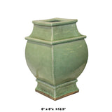 Chinese Ceramic Crackle Pattern Square Curve Body Celadon Green Vase ws1067S