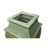 Chinese Ceramic Crackle Pattern Square Curve Body Celadon Green Vase ws1067S