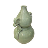 Chinese Ceramic Crackle Pattern Gourd Shape Celadon Green Vase ws1069S