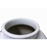 Chinese Gray Blue Off White Flowers Graphic Fat Round Ceramic Vase ws1073S