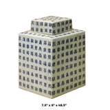 Chinese Blue & White Porcelain "Fok" Characters Rhombus Jar Container ws1076S