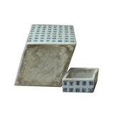 Chinese Blue & White Porcelain "Fok" Characters Rhombus Jar Container ws1076S