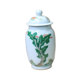 Chinese Distressed Off White Porcelain People Scenery Round Jar ws1077S